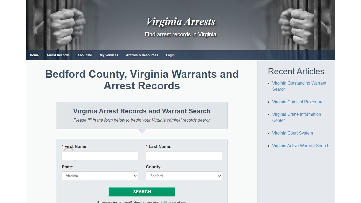 Bedford County, Virginia Warrants and Arrest Records