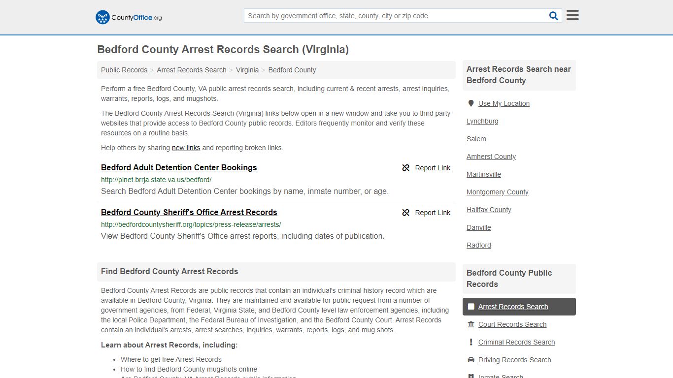 Arrest Records Search - Bedford County, VA (Arrests & Mugshots)